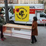 Activists unload furniture to set up house in front of the Brooklyn Museum.<br/>